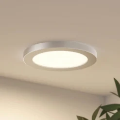Prios lámpara LED de techo Aureka, Ø 23 cm, plata, metal