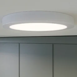 Prios lámpara LED de techo Aureka, detector de movimiento, Ø 23 cm, blanco