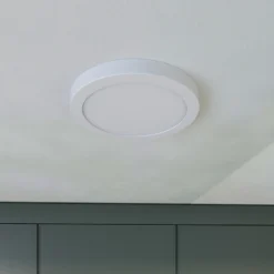 Prios lámpara LED de techo Aureka, detector de movimiento, Ø 23 cm, blanco
