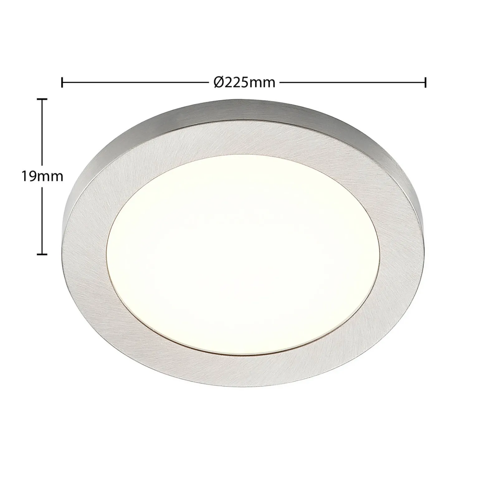 Prios lámpara LED de techo Aureka, Ø 23 cm, plata, metal