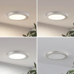 Prios lámpara LED de techo Aureka, Ø 23 cm, plata, metal