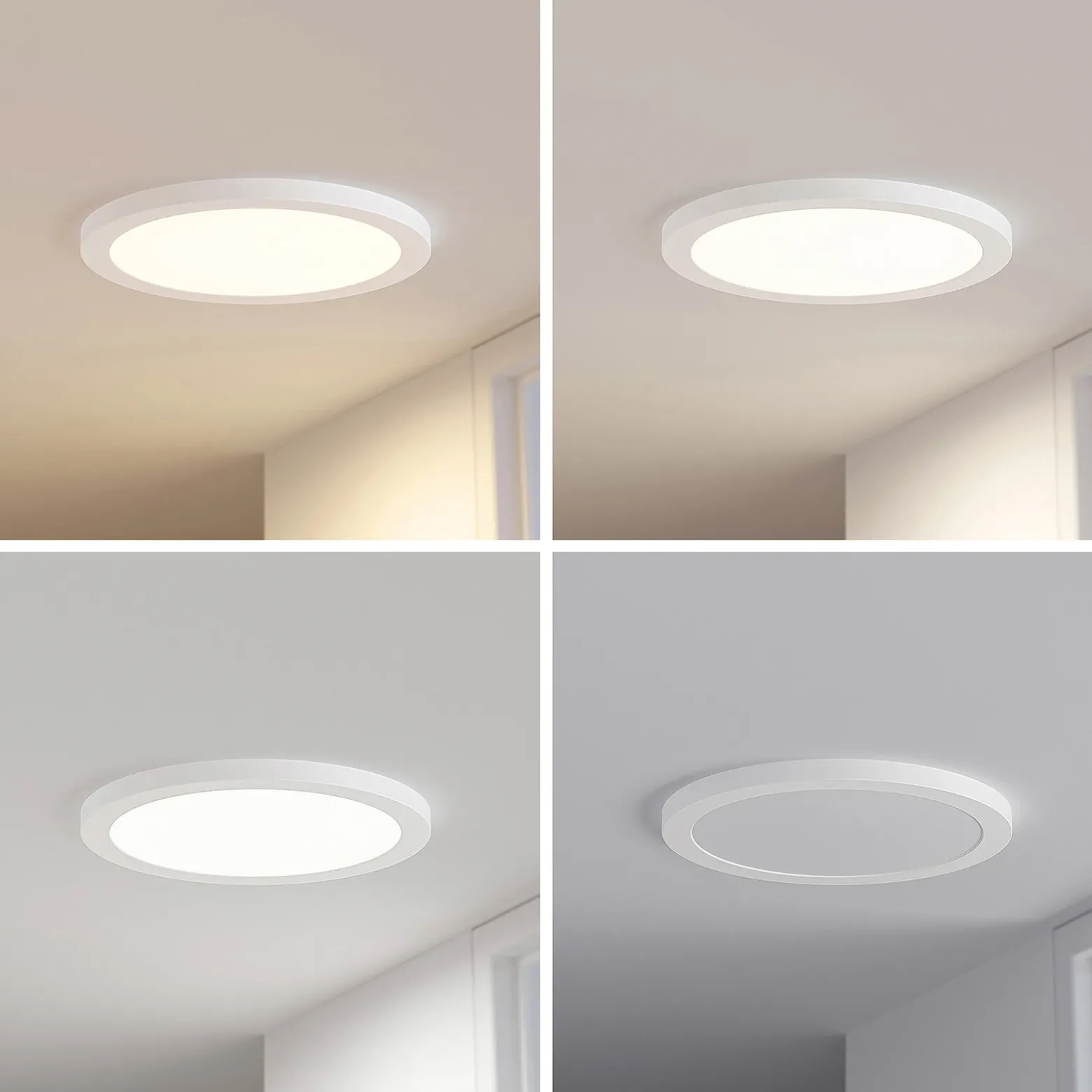 Prios lámpara LED de techo Aureka, set de 2, sensor, Ø 33 cm, blanco