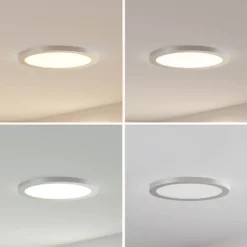 Prios lámpara LED de techo Aureka, Ø 33 cm, plata, metal
