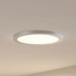 Prios lámpara LED de techo Aureka, Ø 33 cm, plata, metal