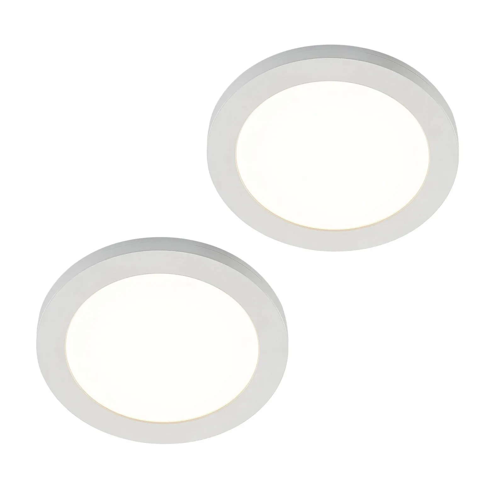 Prios lámpara LED de techo Aureka, set de 2, sensor, Ø 23 cm, blanco