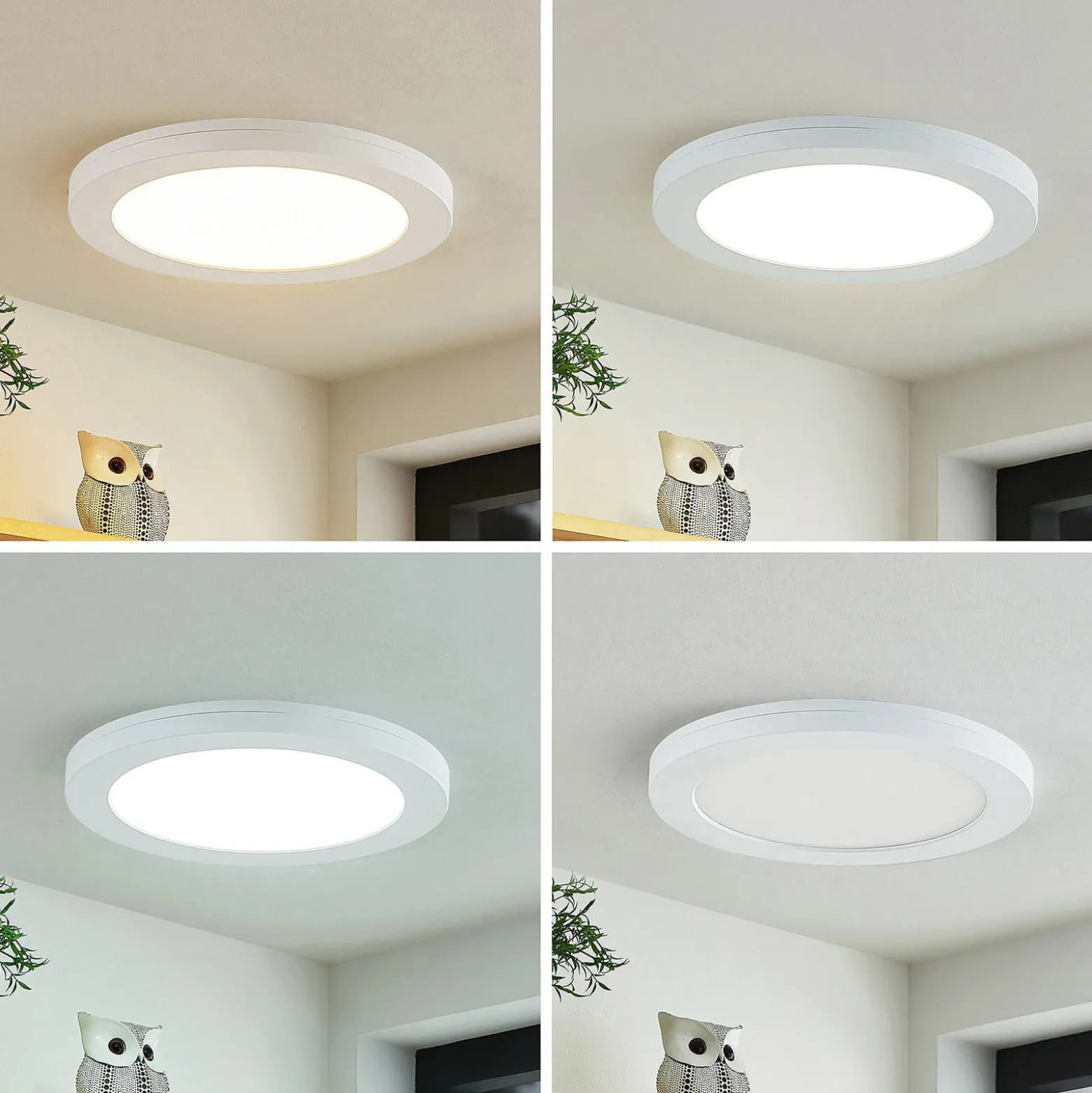 Prios lámpara LED de techo Aureka, set de 2, sensor, Ø 23 cm, blanco