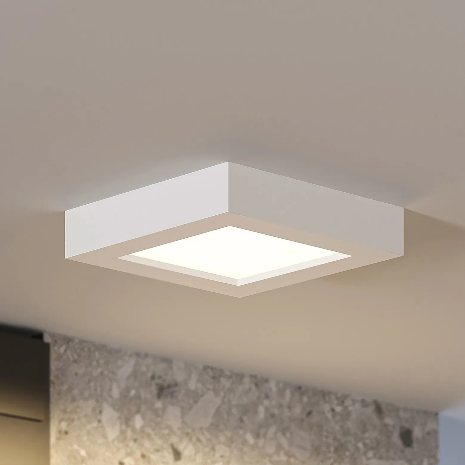 Prios Plafón LED Alette, blanco, 17,2 cm, atenuable