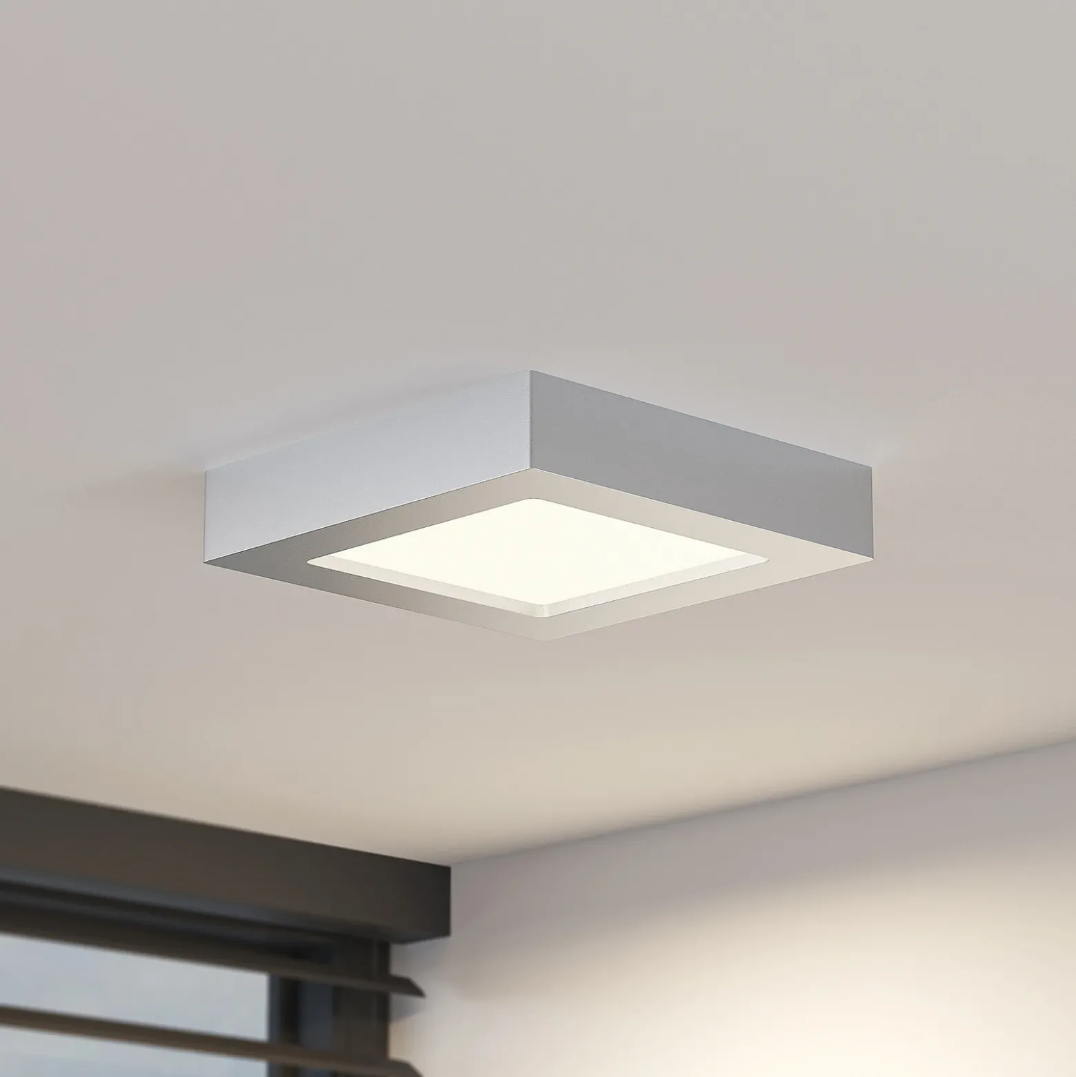 Prios Plafón LED Alette, plata, 17,2 cm, atenuable