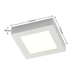 Prios Plafón LED Alette, plata, 17,2 cm, atenuable