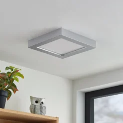 Prios Plafón LED Alette, plata, 22,7cm, 24W, atenuable