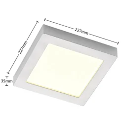 Prios Plafón LED Alette, plata, 22,7cm, 24W, atenuable