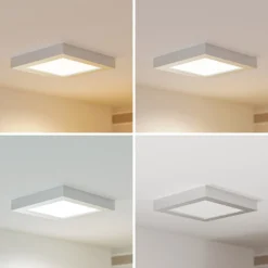 Prios Plafón LED Alette, plateado, 22,7 cm, 18 W, atenuable