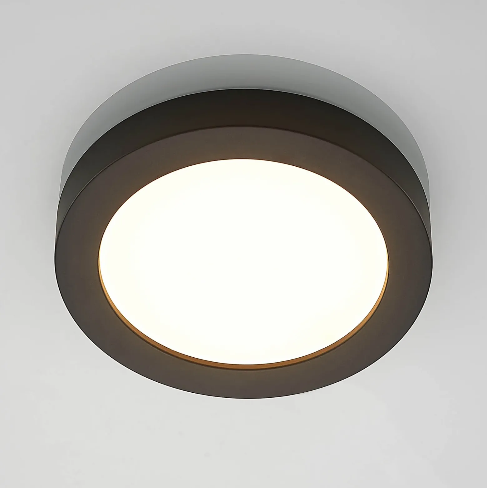 Prios Plafón LED Edwina, negro, 25 cm, CCT, IP44