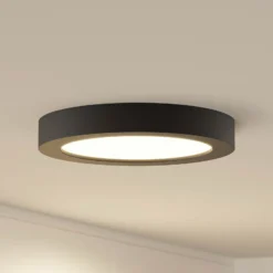 Prios Plafón LED Edwina, negro, 25 cm, CCT, IP44