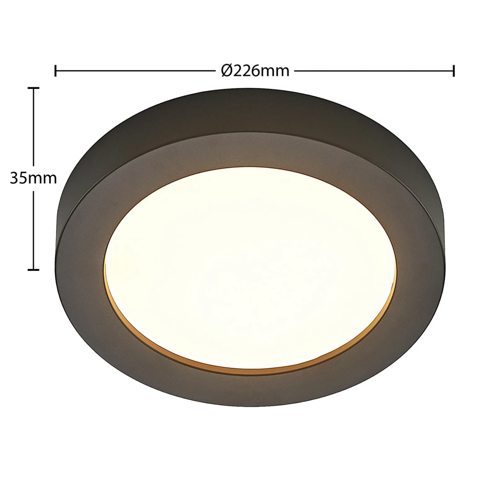 Prios Plafón LED Edwina, negro, 23 cm, CCT, IP44