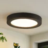 Prios Plafón LED Edwina, negro, 23 cm, CCT, IP44