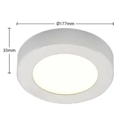 Prios Plafón LED Edwina, plata, 18 cm, CCT, IP44