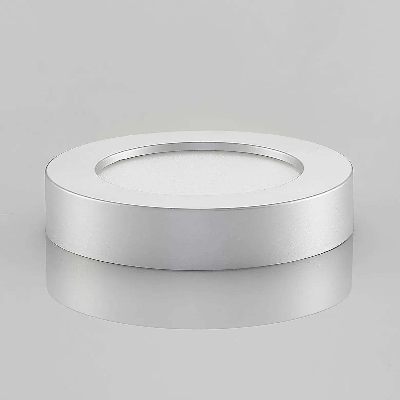 Prios Plafón LED Edwina, plata, 18 cm, CCT, IP44