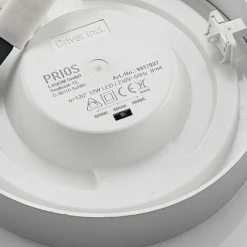 Prios Plafón LED Edwina, plata, 18 cm, CCT, IP44