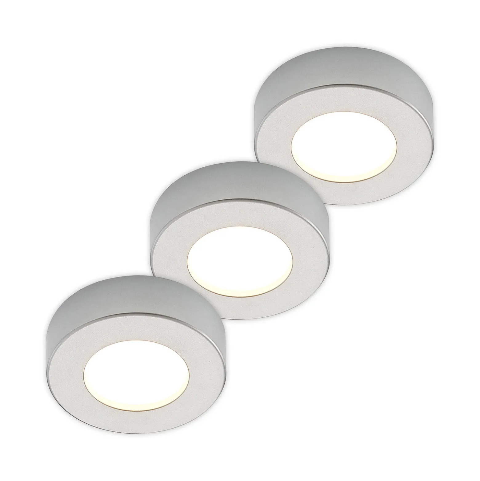 Prios Plafón LED Edwina, plata, 12 cm, set de 3