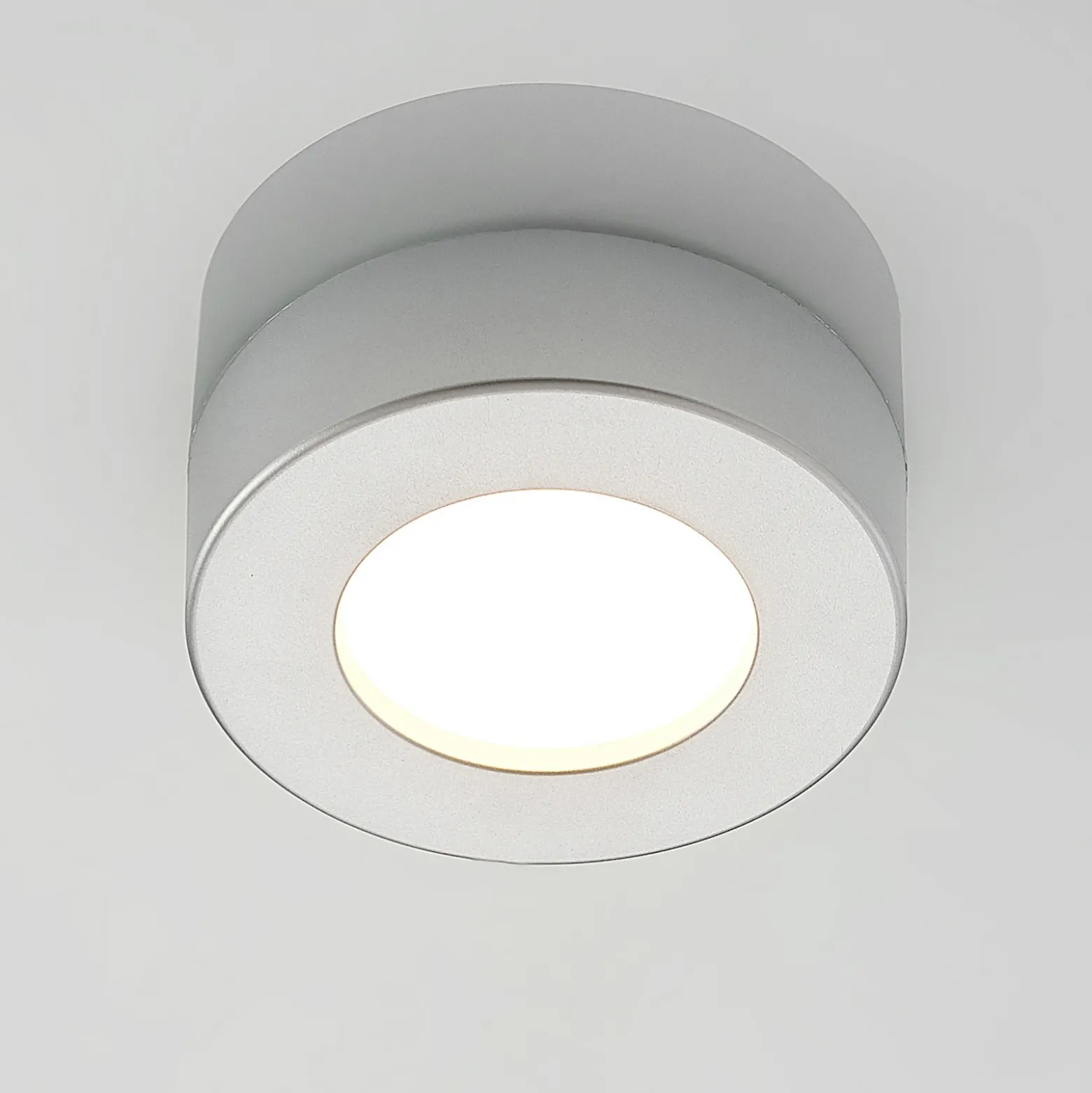 Prios Plafón LED Edwina, plata, 12 cm, CCT, IP44