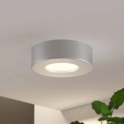 Prios Plafón LED Edwina, plata, 12 cm, lote de 2