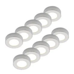 Prios Plafón LED Edwina, plata, 12 cm, lote de 10