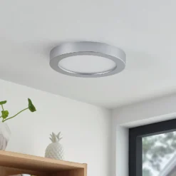 Prios Plafón LED Edwina, plata, 25 cm, CCT, IP44