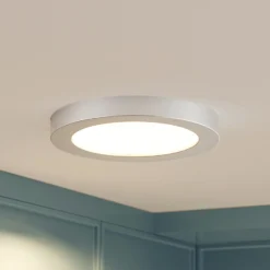 Prios Plafón LED Edwina, plata, 23 cm, CCT, IP44