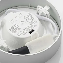 Prios Plafón LED Edwina, plata, 12 cm, CCT, IP44