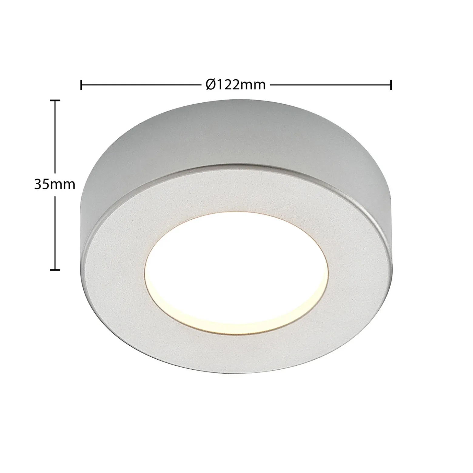 Prios Plafón LED Edwina, plata, 12 cm, CCT, IP44