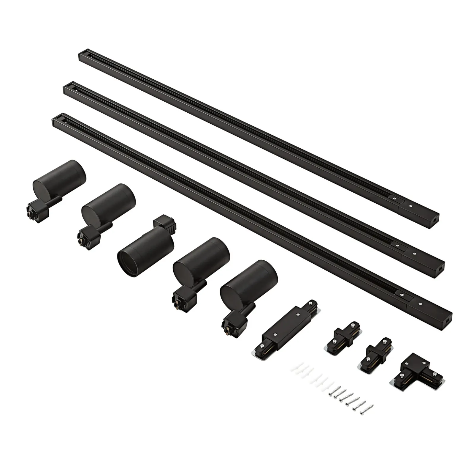 Prios Sistema de riel monofásico Jorell, negro, 5 luces, GU10