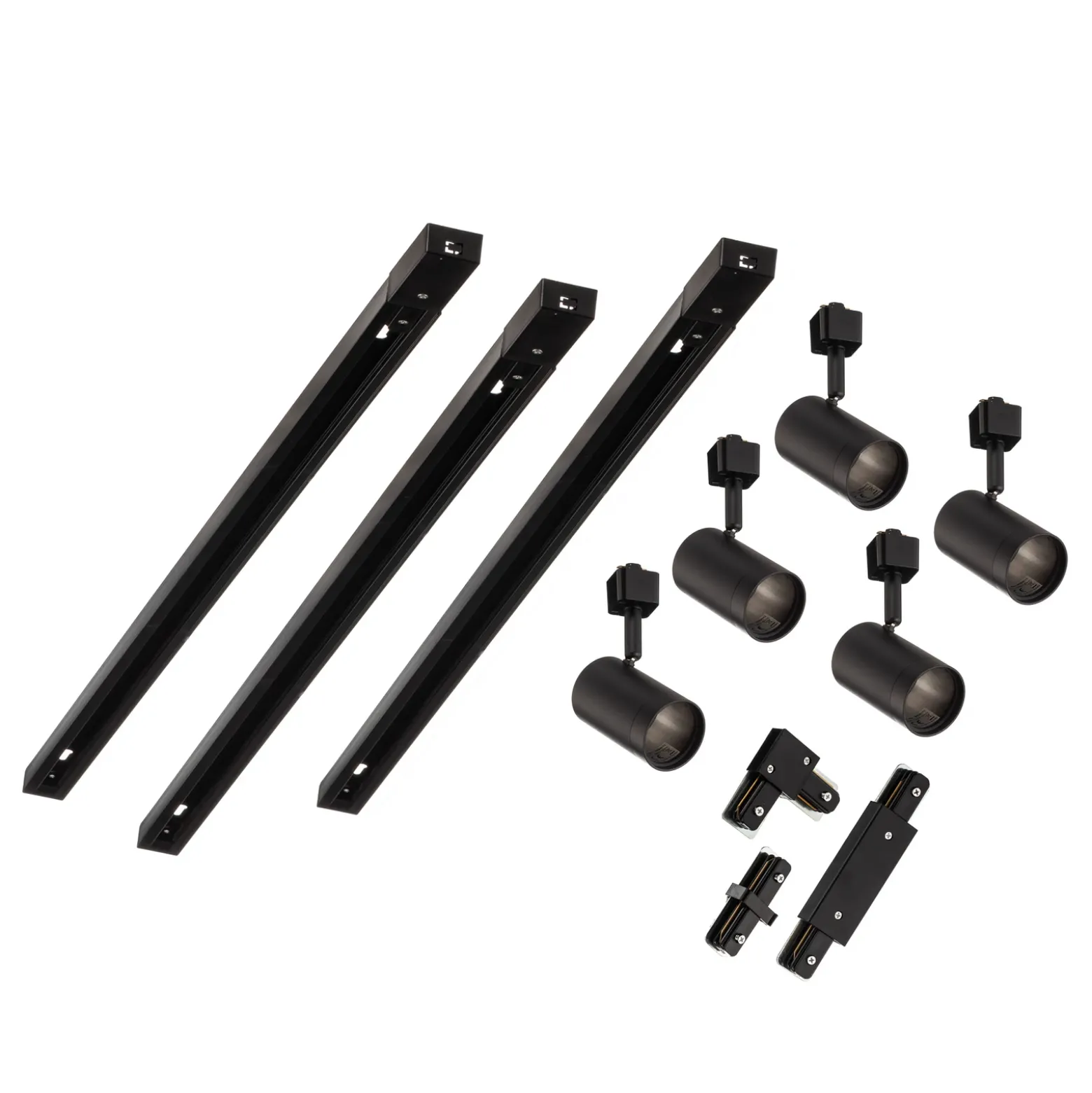 Prios Sistema de riel monofásico Jorell, negro, 5 luces, GU10