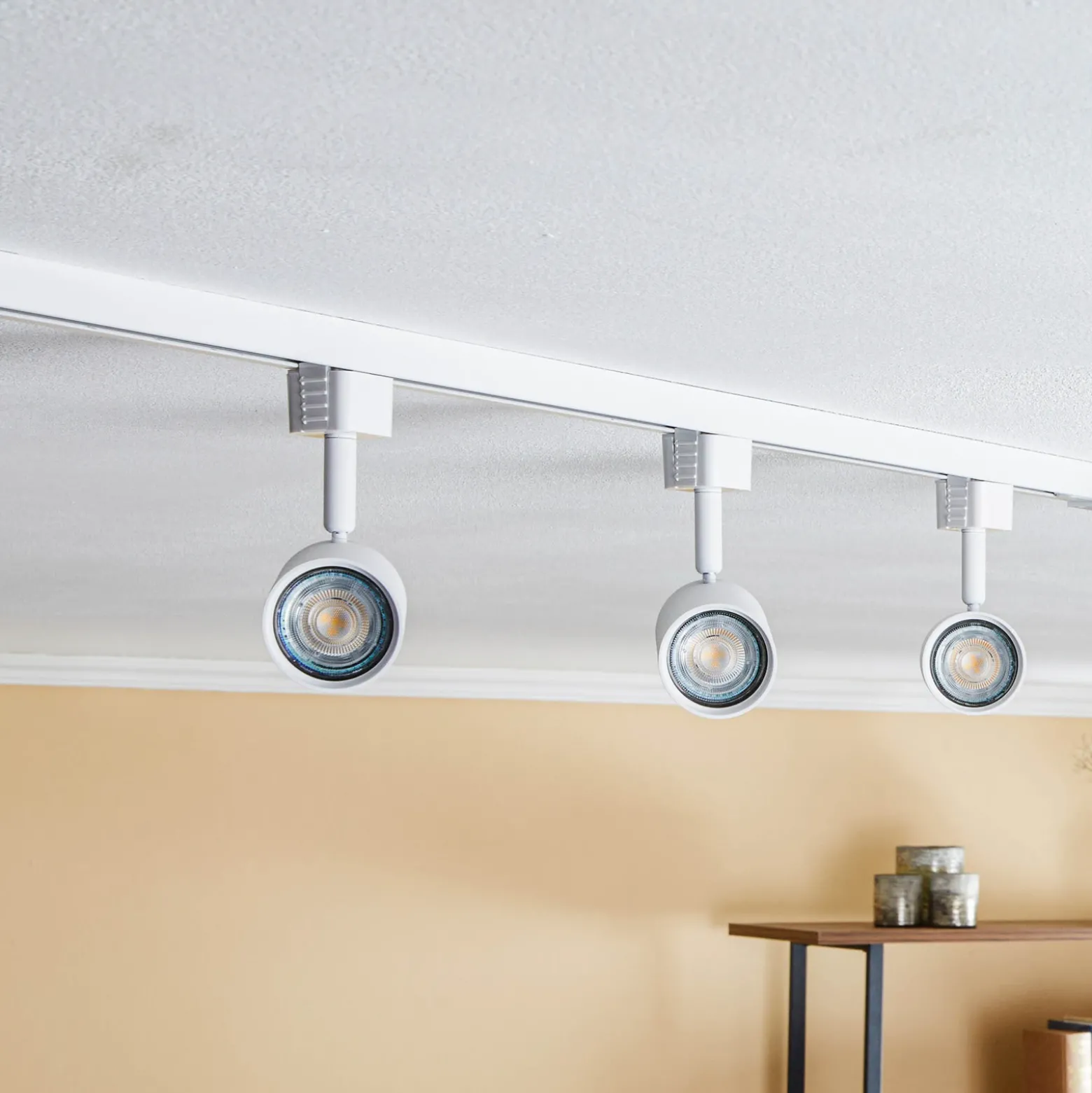 Prios sistema de riel trifásico Jorell, blanco, 3 luces, GU10