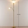 Proyector de techo Lindby Jost, 180 cm, latón, lámpara de lectura, E27