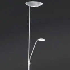 Proyector LED de pie Cobra con lámpara de lectura níquel
