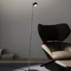 Puk! 80 Floor LED lentes claras/mate negro/cromo
