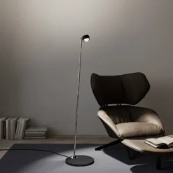 Puk! 80 Floor LED lentes claras/mate negro/cromo