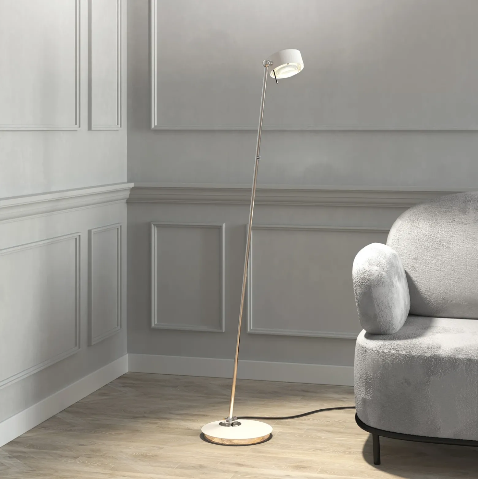 Puk! 120 Floor LED lentes claras/mate, blanco mate