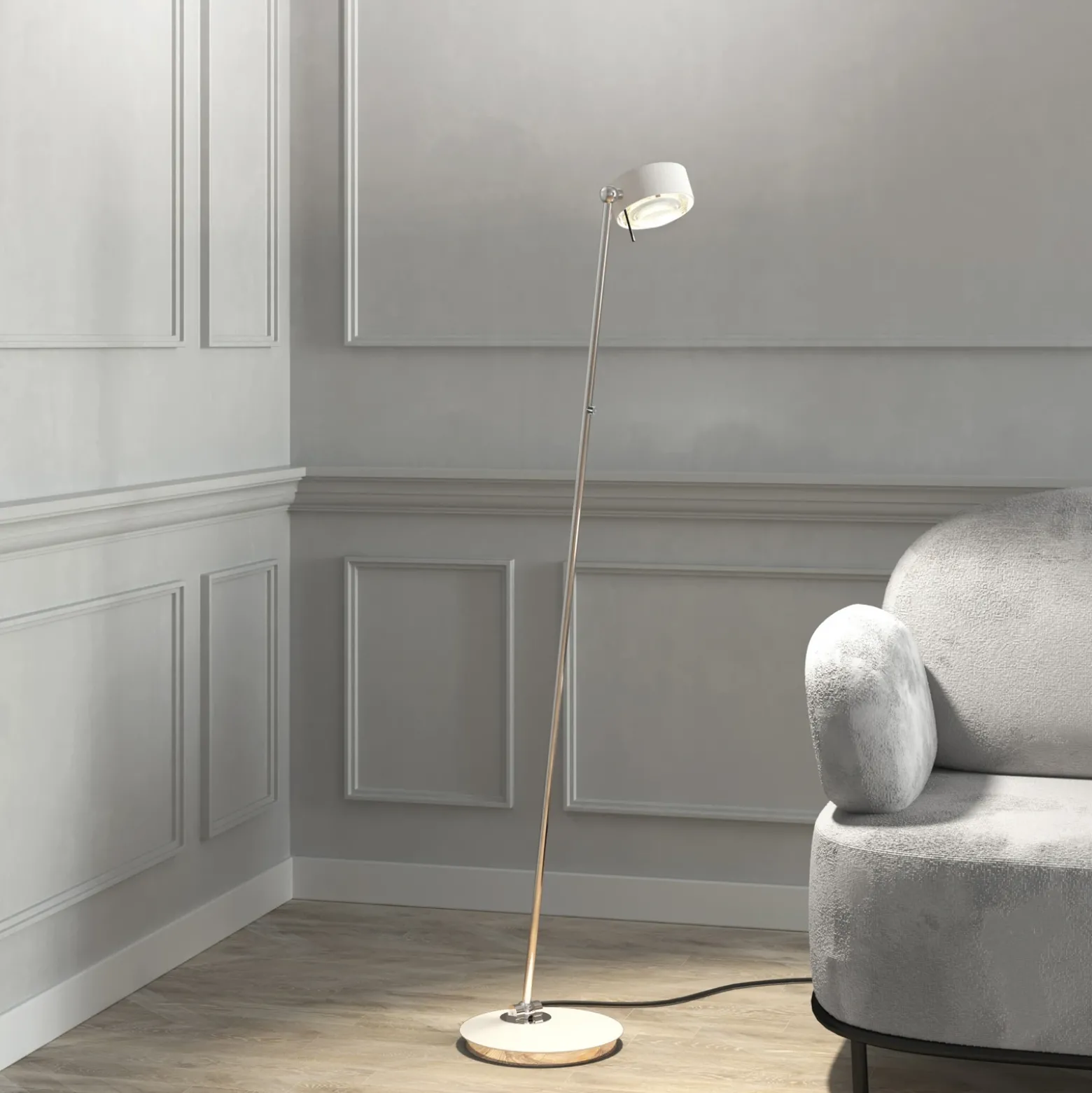 Puk! 120 Floor LED lentes claras/mate, blanco mate