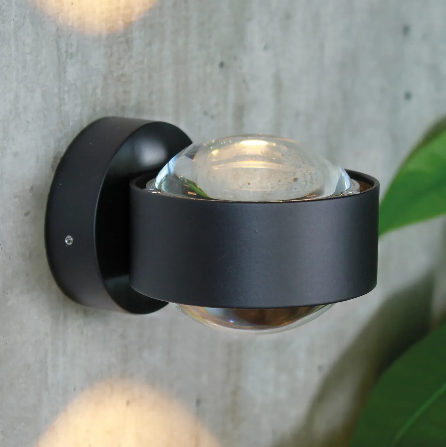 Puk Mini Wall LED 2x8W lentes transparente, negro mate