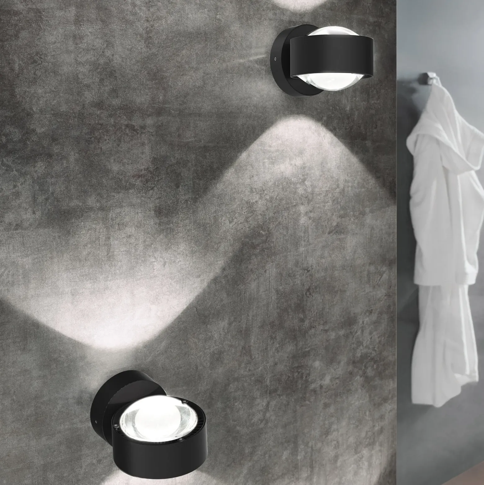 Puk Mini Wall LED 2x8W lentes transparente, negro mate