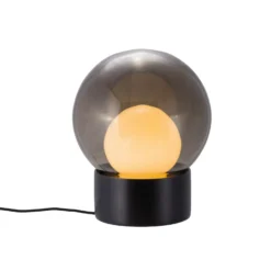 pulpo lámpara de mesa Boule Small, gris ahumado/opal/negro, cristal