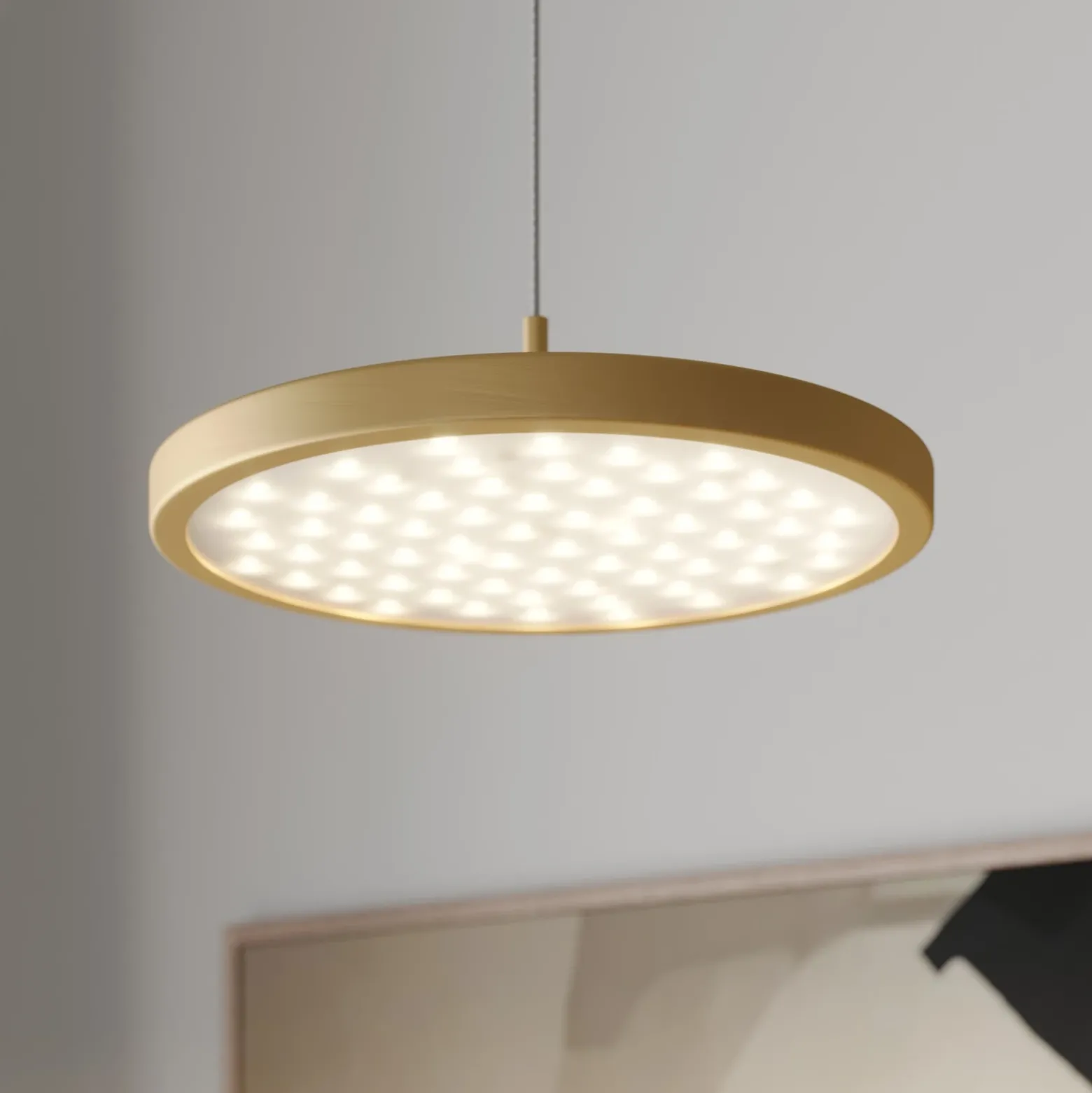 Quitani lámpara colgante LED Gion, 1 luz, blanco/latón