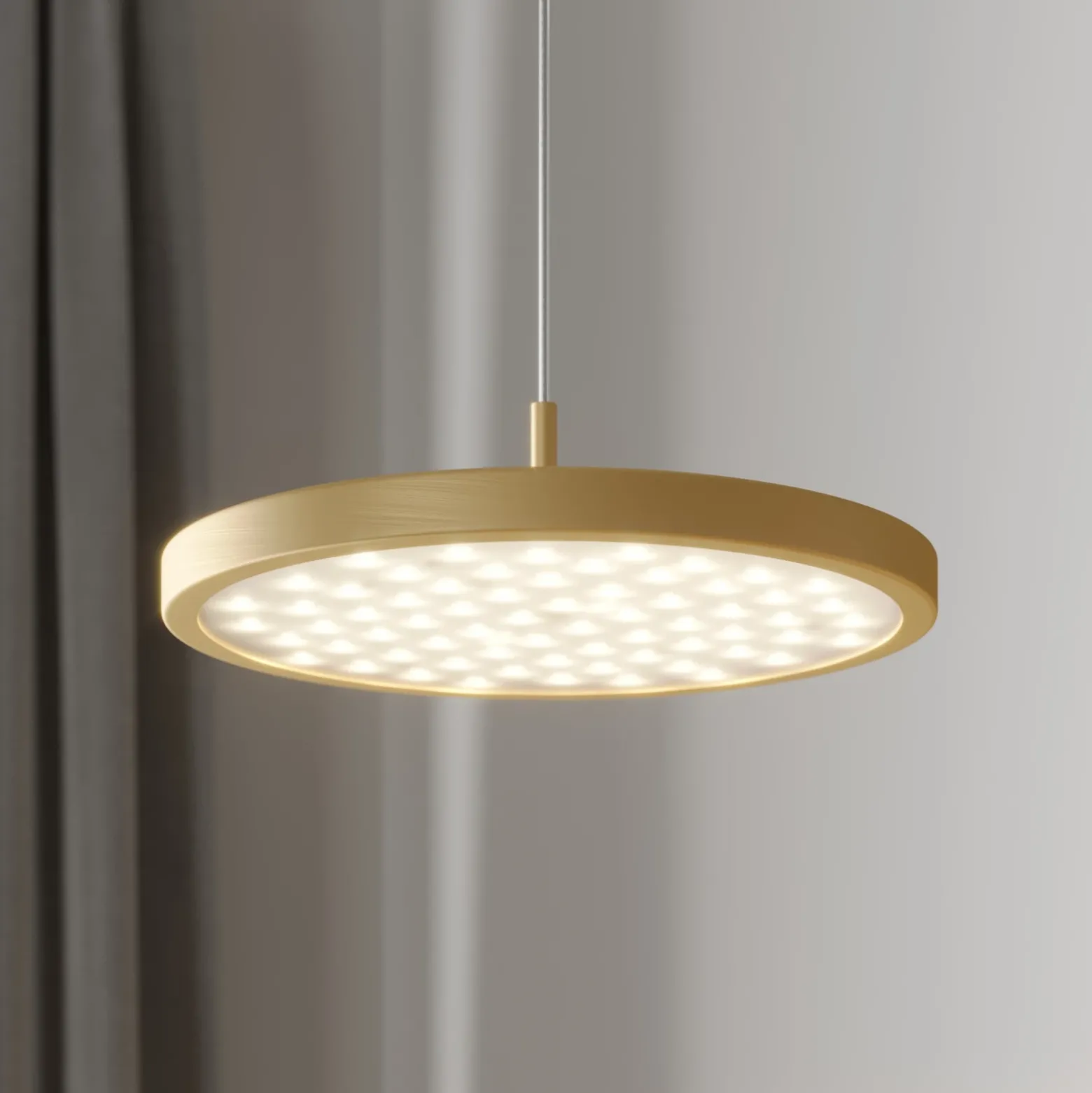 Quitani lámpara colgante LED Gion, 1 luz, blanco/latón