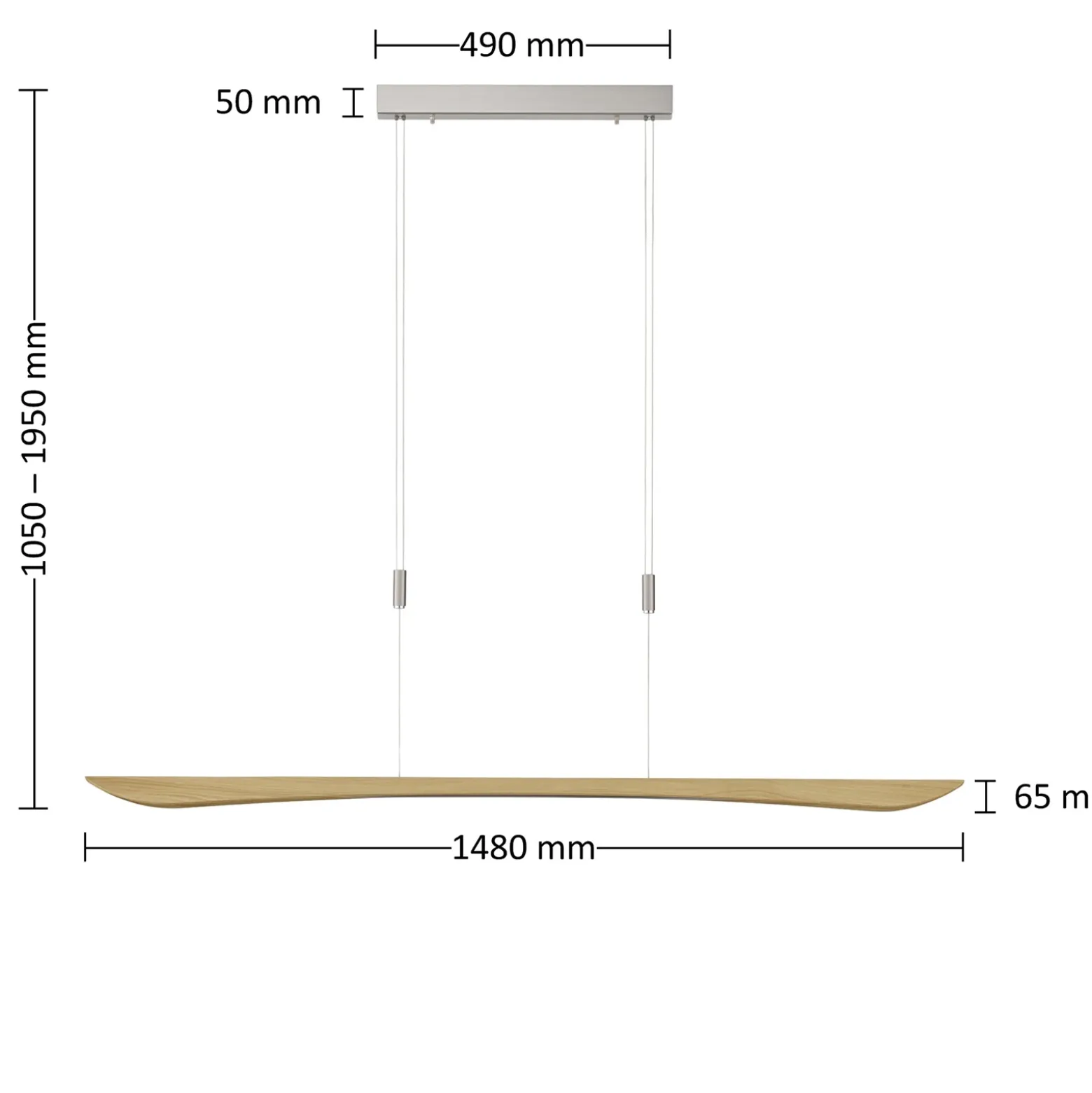 Quitani lámpara colgante LED Hiba, roble natural, longitud 148 cm