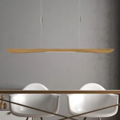 Quitani lámpara colgante LED Hiba, roble natural, longitud 118 cm