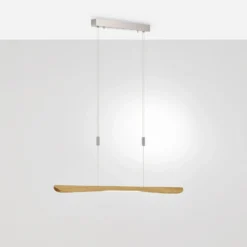 Quitani lámpara colgante LED Hiba, roble natural, longitud 118 cm