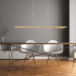 Quitani lámpara colgante LED Hiba, roble natural, longitud 148 cm
