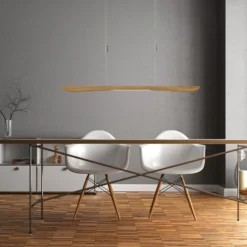 Quitani lámpara colgante LED Hiba, roble natural, longitud 118 cm